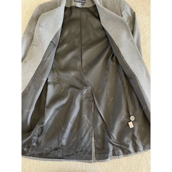 Tristan & Iseut Gray Long Length Embroidered Blazer Jacket‎ Lined Gray Button 2 - Picture 5 of 9